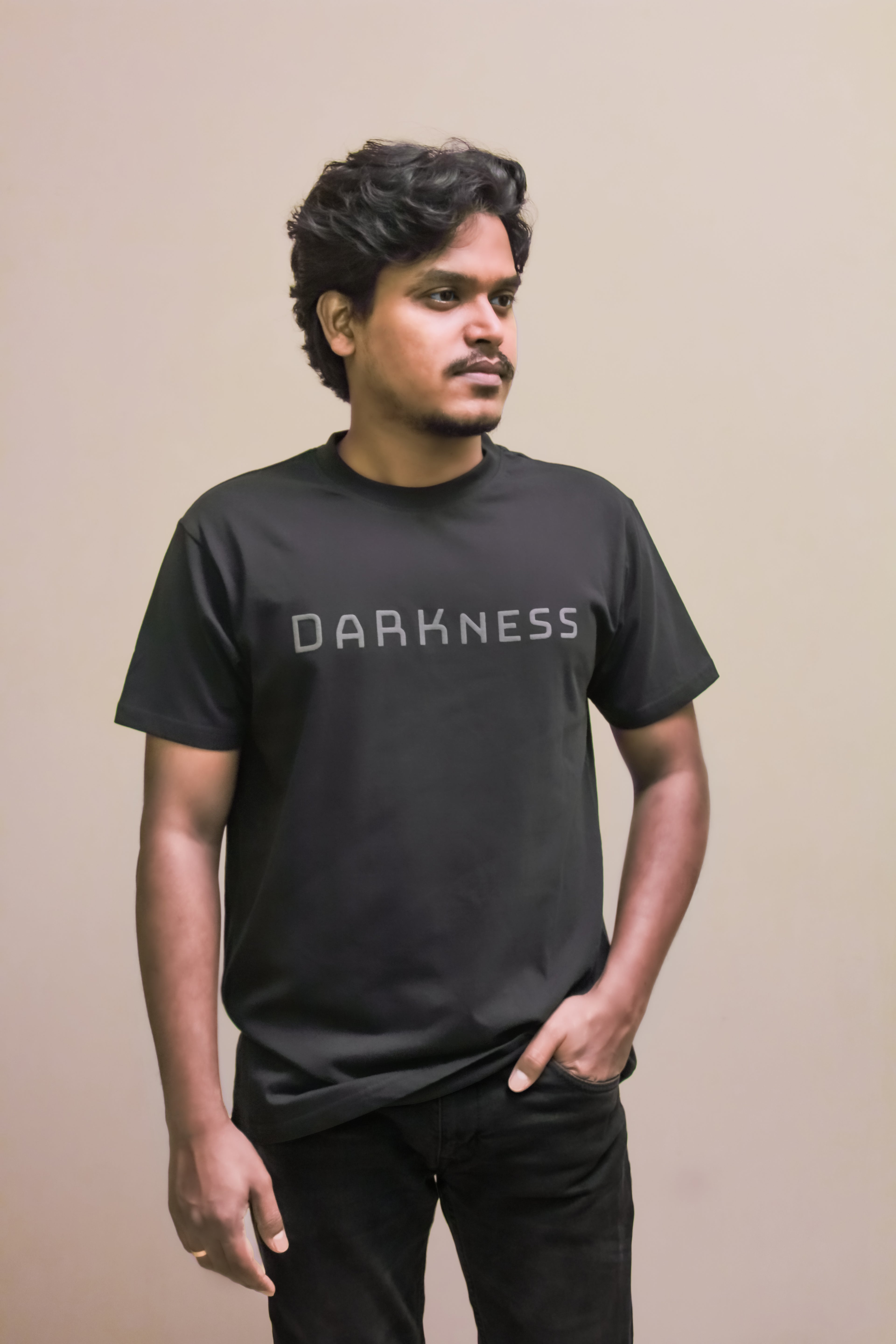 Unisex Black Cotton T Shirt with Print